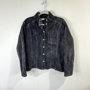 Chico's Washed Black Jean Jacket EUC
